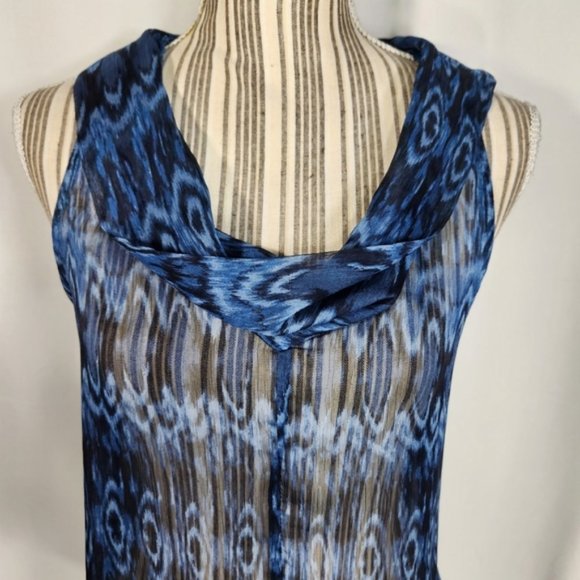 Converse One Star Blue & Black Drape Neck Sleeveless Top Size Medium - Picture 2 of 6